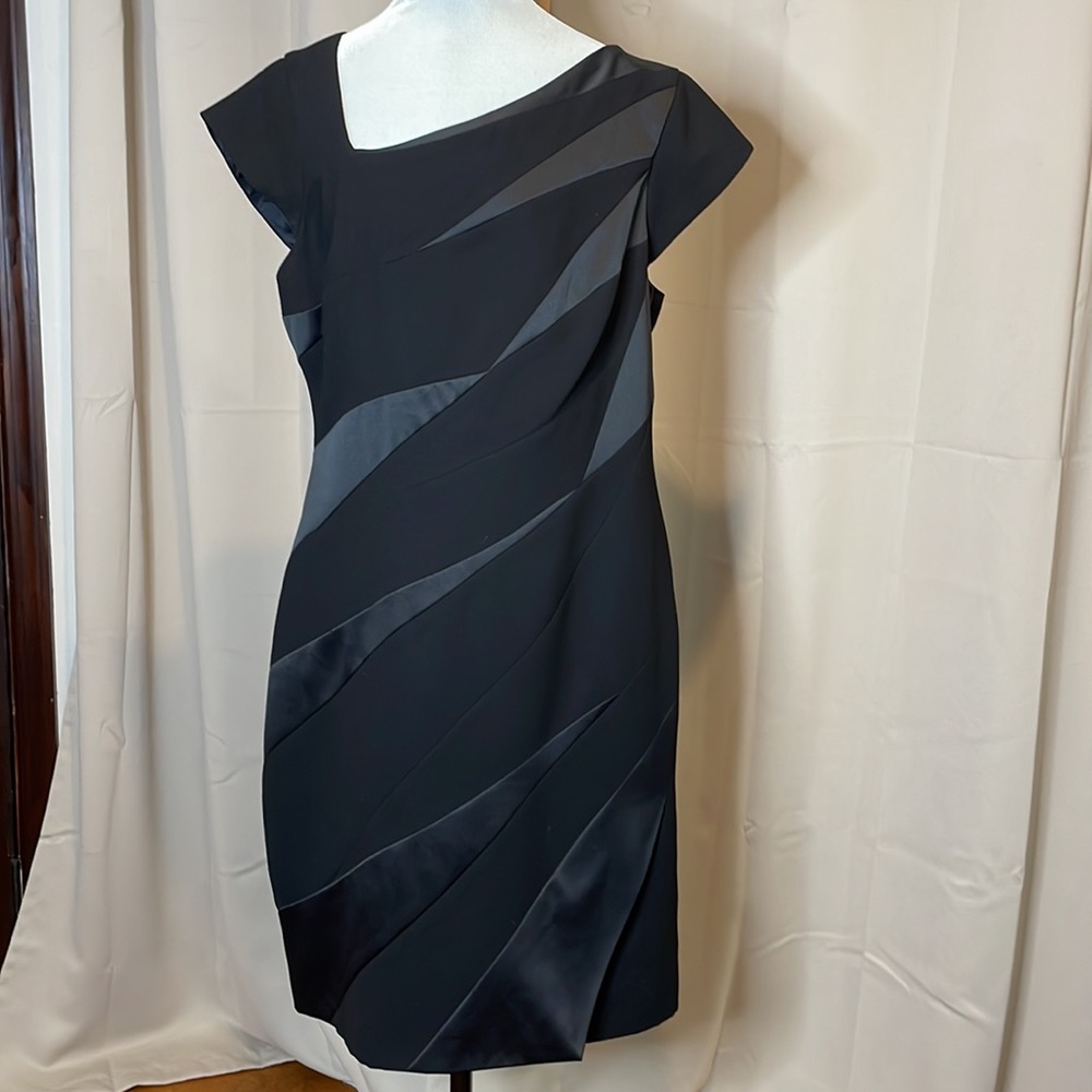 🎆 SIZE 16 Mikael Aghal Black Layered Cocktail Cap Sleeve Party Dress